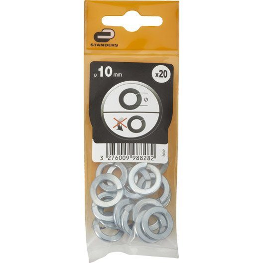 Lot de 20 rondelles acier, Diam.10 mm STANDERS