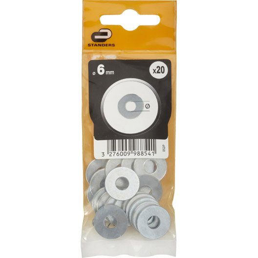 Lot de 20 rondelles acier zingué, Diam.6 mm STANDERS