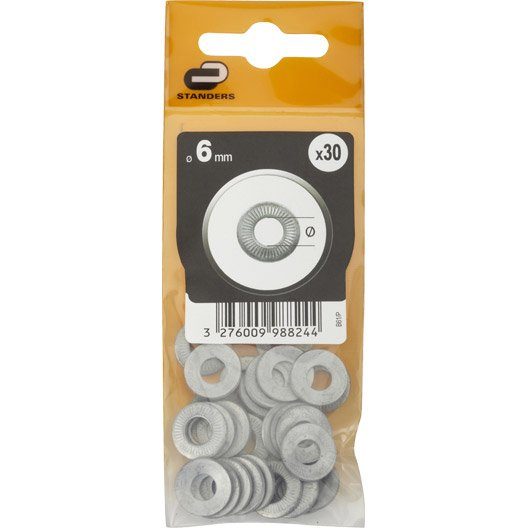 Lot de 30 rondelles acier zingué, Diam.6 mm STANDERS