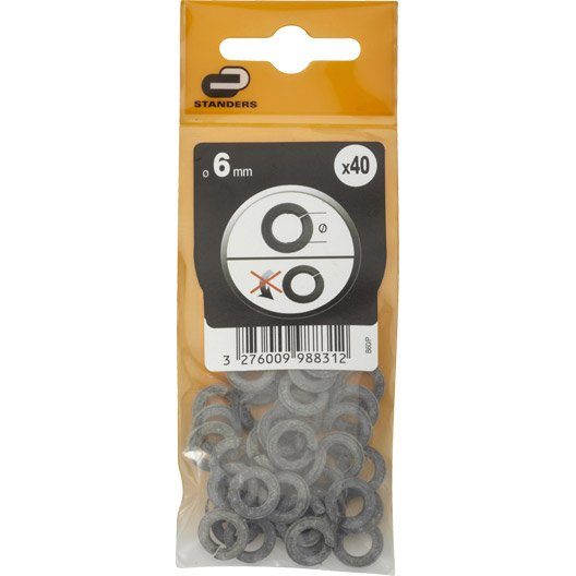 Lot de 40 rondelles acier, Diam.6 mm STANDERS