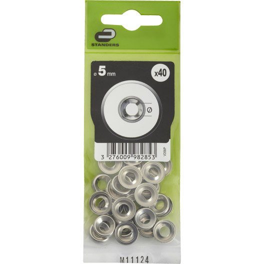 Lot de 40 rondelles acier nickelé, Diam.5 mm STANDERS