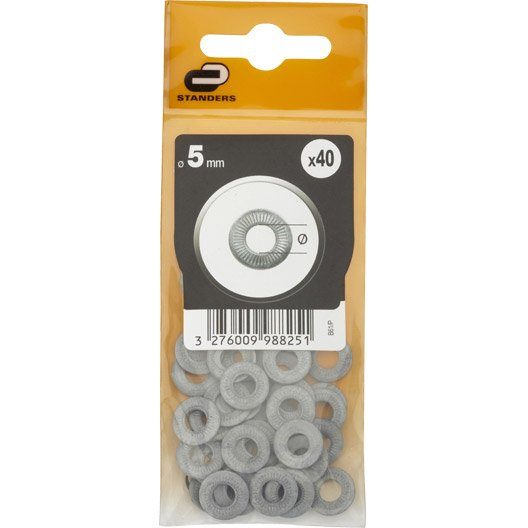 Lot de 40 rondelles acier zingué, Diam.5 mm STANDERS