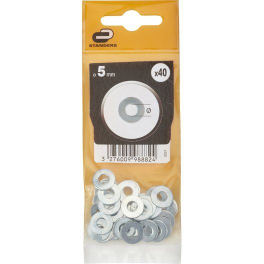 Lot de 40 rondelles acier zingué, Diam.5 mm STANDERS