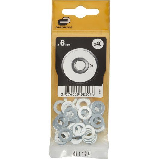 Lot de 40 rondelles acier zingué, Diam.6 mm STANDERS