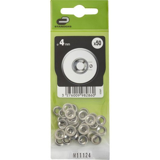 Lot de 50 rondelles acier nickelé, Diam.4 mm STANDERS