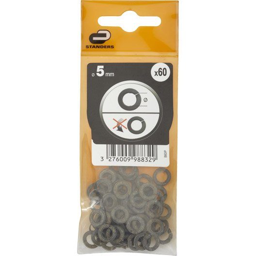 Lot de 60 rondelles acier, Diam.5 mm STANDERS