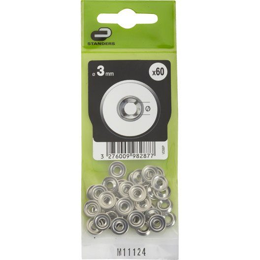 Lot de 60 rondelles acier nickelé, Diam.3 mm STANDERS