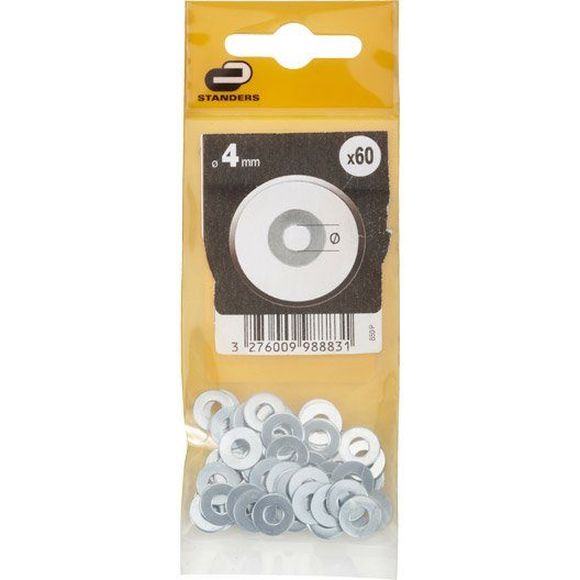 Lot de 60 rondelles acier zingué, Diam.4 mm STANDERS