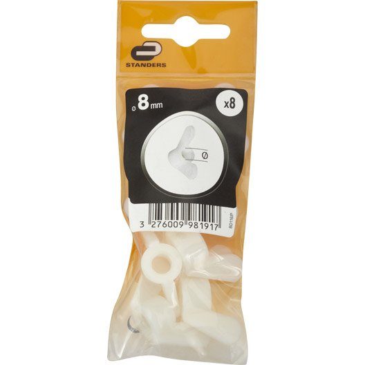 Lot de 8 ecrous oreilles nylon, Diam.8 mm STANDERS