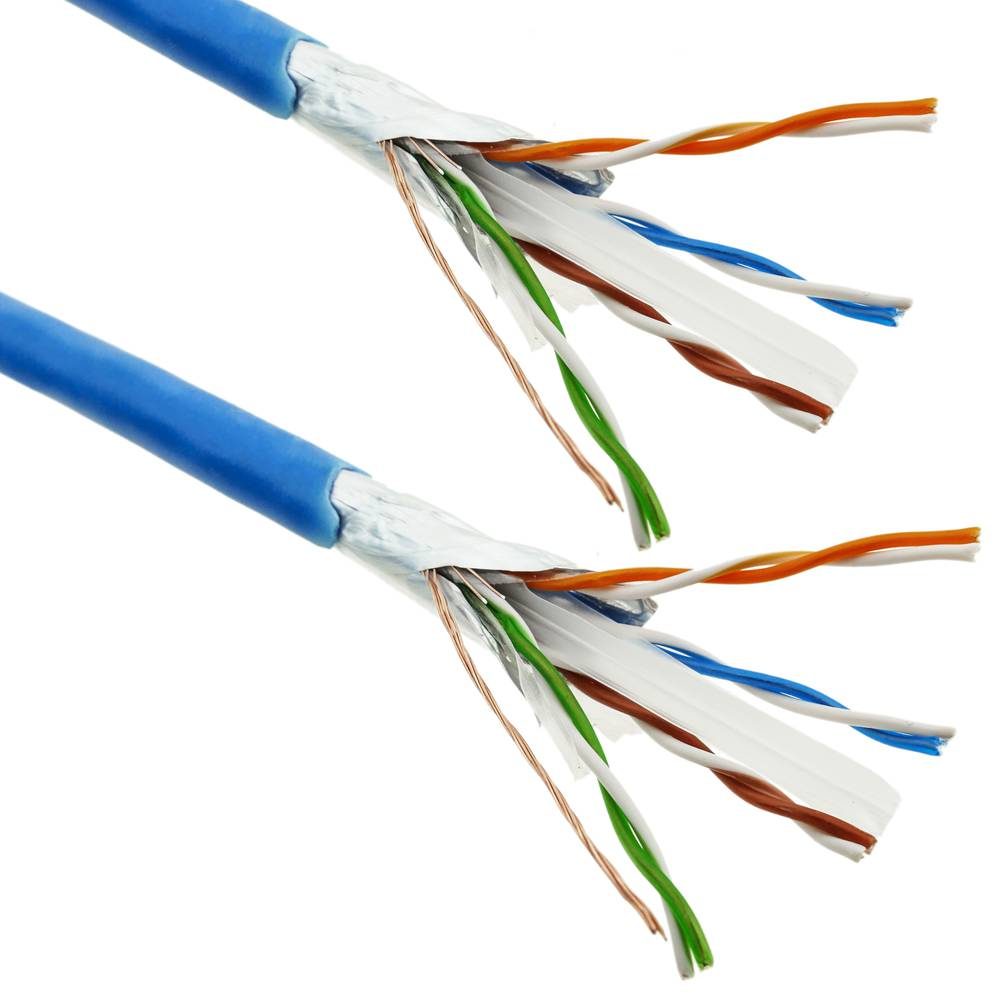 Catégorie 6 FTP câble coil CCA 24AWG solide bleu 100m