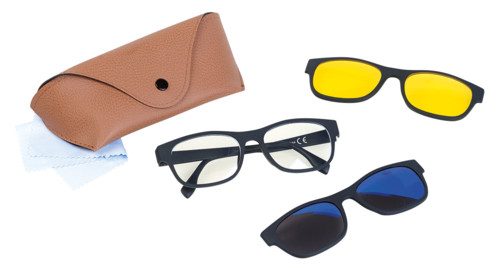 Lunettes anti-lumière bleue 3 en 1 avec sur-lunettes magnétiques pour vision nocturne et protection