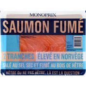Saumon Atlantique, fumé au bois de hêtre et salé au sel sec