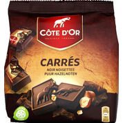 Carrés de chocolat noir aux noisettes