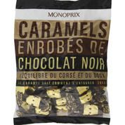 Bonbons caramels enrobés de chocolat noir