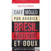 Café moulu pur arabica Brésil, équilibré et doux