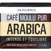 Café moulu pur arabica, intense