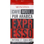 Café moulu pur arabica, expresso, intense et équilibré