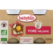 Petits pots, poire williams, dès 4 mois, certifié AB