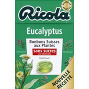 Bonbons suisses aux plantes eucalyptus, sans sucres avec édulcorants