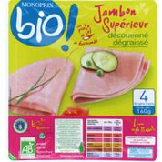 Jambon supérieur, découenné et dégraissé, certifié AB