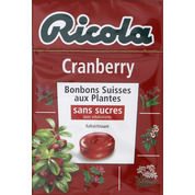 Cranberry, Bonbons suisses aux plantes, Sans sucres et avec édulcorants