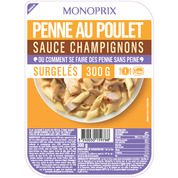 Penne au poulet sauce champignons