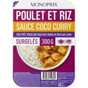 Poulet et riz sauce coco curry