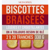 Biscottes braisées légères et croustillantes