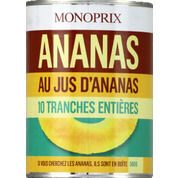 Ananas en tranches au jus d’ananas