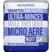 Nuit, serviettes hygiéniques ultra-minces avec ailettes, voile ultra doux micro aéré