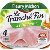 Jambon cuit à l’étouffée, sans couenne, tranché fin à l’italienne