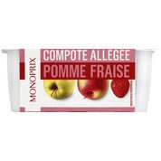 Compote allégée pomme fraise 30% de sucres en moins