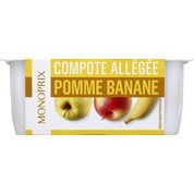 Compote allegée, pomme banane 30% de sucres en moins