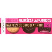 Génoises nappées à la framboise et recouvertes de chocolat noir