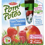 Compotes pomme-fraise et pomme-framboise, sans sucres ajoutés