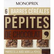 Barres de céréales aux pépites de chocolat