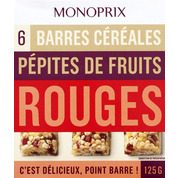 Barres céréalières aux pépites à base de fruits rouges