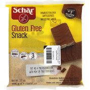 Snack, gaufrettes au chocolat fourrées aux noisettes sans gluten