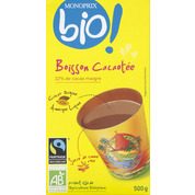 préparation pour boisso cacaotée bio, certifié AB