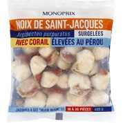 Noix de Saint-Jacques, avec corail, origine Pérou