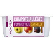 Compote allégé, pomme figue cannelle 30% de sucre en moins