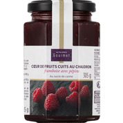 Préparation de fruits : coeur de fruits cuits au chaudron framboise avec pépins au sucre de canne