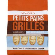 Petits pains grillés au blé complet, sans sucres ajoutés