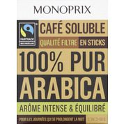 Café soluble, qualité filtre, intense et équilibré