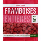 Framboises entières, surgelées