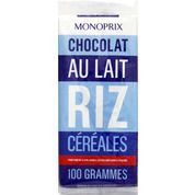 Chocolat au lait, riz et céréales croustillantes