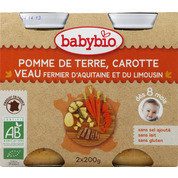 Petits pots, veau et légumes, dès 8 mois, certifié AB