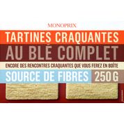 Tartines craquantes au blé complet, source de fibres.