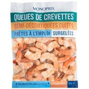 Queues de crevettes décortiquées et cuites