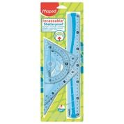Kit de traçage incassable et flexible : 1 règle 30cm, 2 équerres, 1 rapporteur